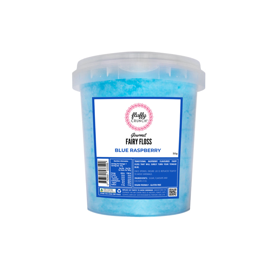 Fluffy Crunch Fairy Floss Blue Raspberry 50g