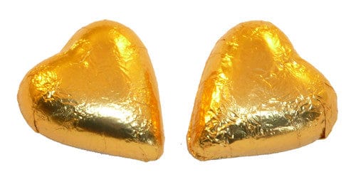 Chocolate Gems Individual Chocolate Gems - Chocolate Hearts - Gold Foil (1kg bag / approx 125 pieces) TPFS2096 Chocolate Gems - Chocolate Hearts - Gold Foil (1kg bag / approx 125 pieces)