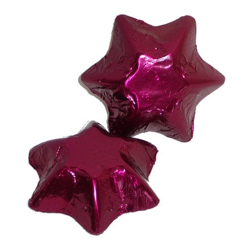 Chocolate Gems Individual Chocolate Gems - Chocolate Stars - Burgundy Foil (1kg bag / approx 138 pcs) TPFS2102 Chocolate Gems - Chocolate Stars - Burgundy Foil (1kg bag / approx 138 pcs)