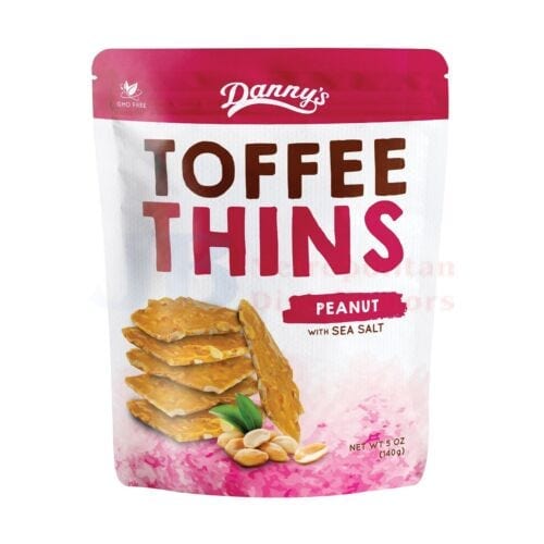 Dannys Dannys Thins Toffee Peanut 140g Dannys Thins Toffee Peanut 140g