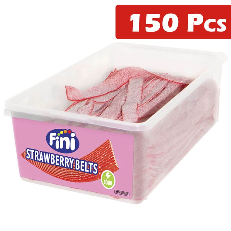 FINI Individual Fini Sour Stawberry Belts 150 Pieces BF602214 Fini Sour Stawberry Belts 150 Pieces
