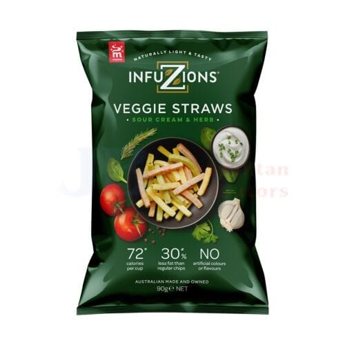 Infuzions Infuzions Veggie Straws Sour Cream & Herb 90g Infuzions Veggie Straws Sour Cream & Herb 90g
