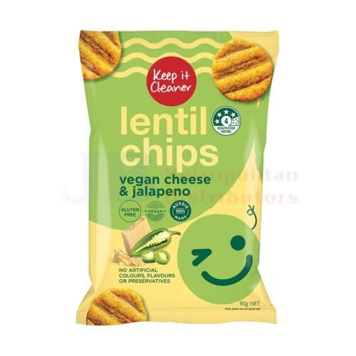 Keep It Cleaner Keep It Cleaner Lentil Chips Vegan Cheese And Jalapeno 90g Keep It Cleaner Lentil Chips Vegan Cheese And Jalapeno 90g