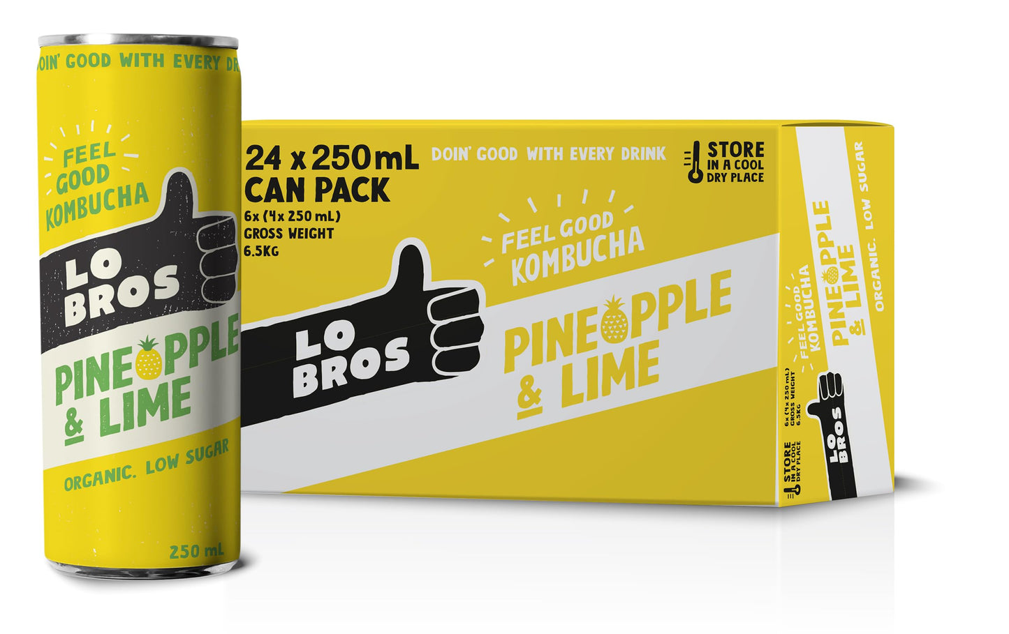 LO BROS Individual Lo Bros Drink Kombucha Pineapple & Lime Cans 24 X 250ml BD213859 Lo Bros Drink Kombucha Pineapple & Lime Cans 24 X 250ml