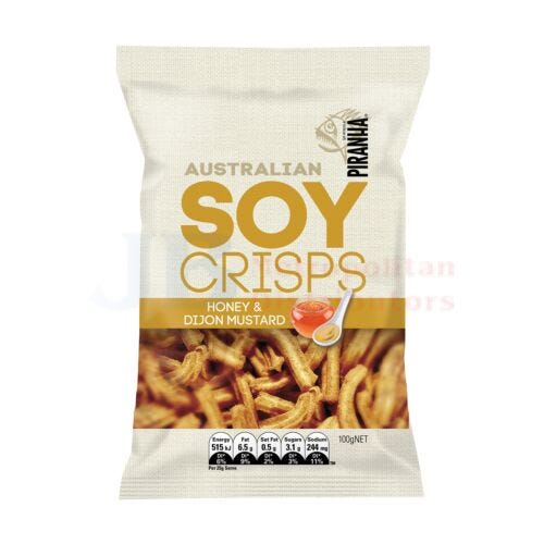 Piranha Piranha Soy Crisps Honey & Dijon Mustard 100g Piranha Soy Crisps Honey & Dijon Mustard 100g