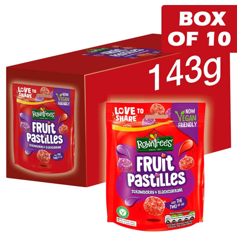 ROWNTREE Rowntrees Fruit Pastilles Strawberry & Blackcurrent 143g Rowntrees Fruit Pastilles Strawberry & Blackcurrent 143g