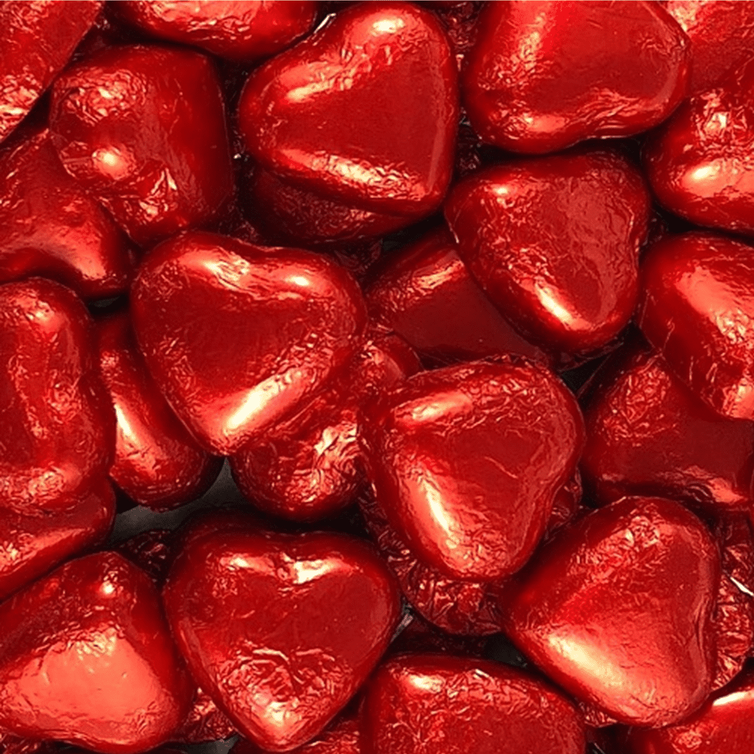 The Sweets Club Individual Red Chocolate Hearts 1kg CUSGYPTNYLKK Red Chocolate Hearts 1kg