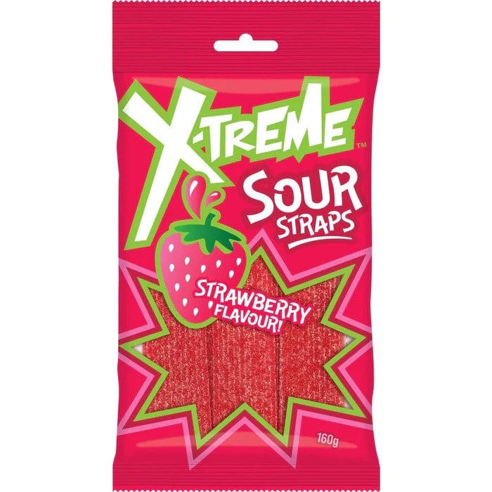 The Sweets Club X-treme Sour Straps Strawberry 160g X-treme Sour Straps Strawberry 160g
