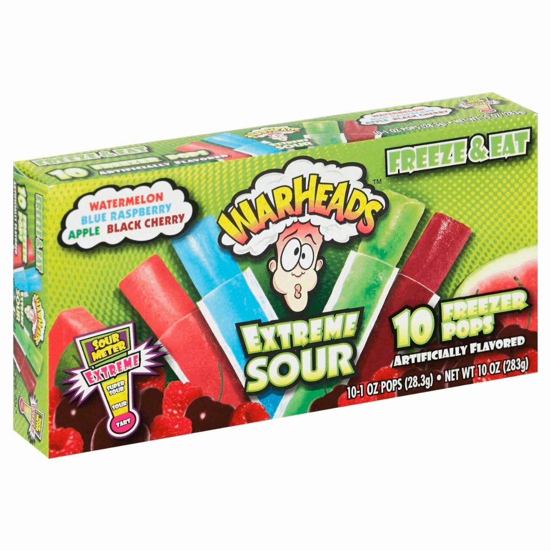 Warheads Individual Warheads Extreme Sour Freezer Pops (10 Pack) 28.3g PWDILWPQIFSF Warheads Extreme Sour Freezer Pops (10 Pack) 28.3g