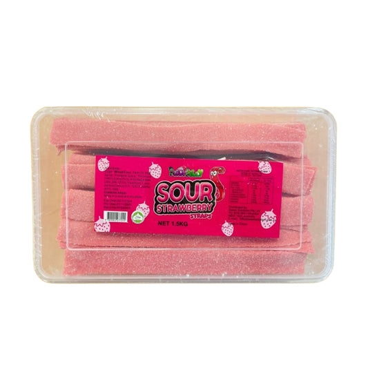 Juicy Jelly Sour Strawberry Straps Tub 1.5kg