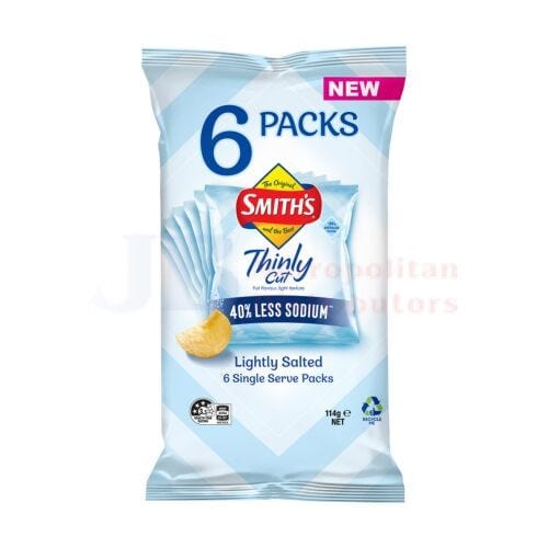 Smith's Thinly Cut Lightly Salted 114g (6 Pack)