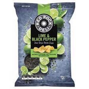 Red Rock Deli Potato Chips Lime & Black Pepper 12 X 165g