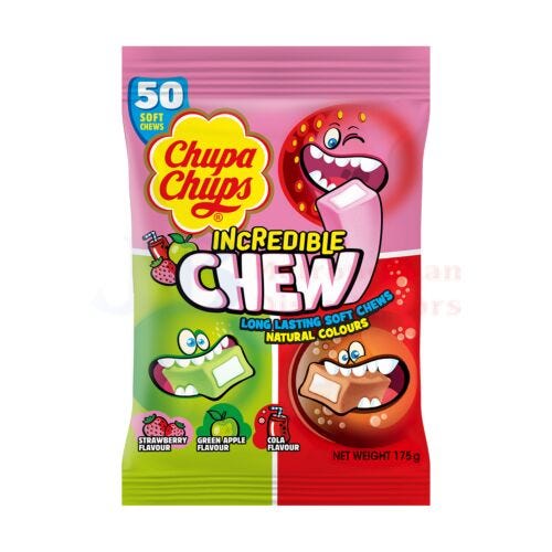 Chupa Chups Incredible Chew 3 Flavours Bag 175g