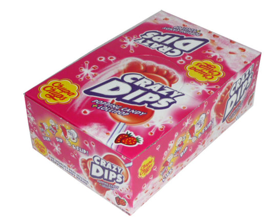 Chupa Chups Crazy Dips - Strawberry (24 x 16g sachets in a Display Unit)