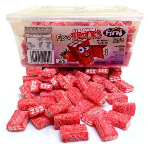 Fini Fizzy Strawberry Bricks (270 pieces - 1.35kg tub)