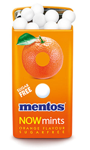 Mentos Now Mints - Sugar Free - Orange (18g tin x 12pc display unit)