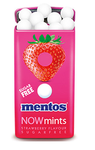 Mentos Now Mints - Sugar Free - Strawberry Flavour (18g tin x 12pc display unit)