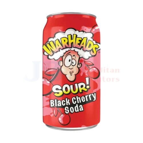 Warheads Sour Soda Black Cherry 355ml