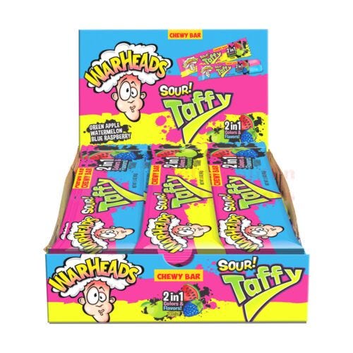 2 In 1 Warheads Sour Taffy Bar 42g