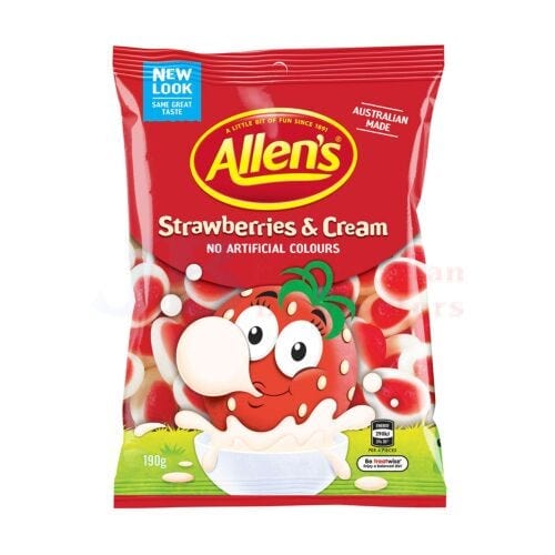 Allens Allens Strawberry Cream Bag 190g Allens Strawberry Cream Bag 190g