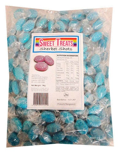 Betta Individual Sweet Treats Sherbet Shots - Blue ( 1Kg Bag) 9324808002419 TPFS10080 Sweet Treats Sherbet Shots - Blue ( 1Kg Bag)
