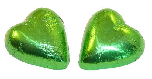 Chocolate Gems Individual Chocolate Gems - Chocolate Hearts - Lime Green Foil (1kg bag / approx 125 pieces) TPFS2130 Chocolate Gems - Chocolate Hearts - Lime Green Foil (1kg bag / approx 125 pieces)
