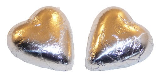 Chocolate Gems Individual Chocolate Gems - Chocolate Hearts - Silver Foil (1kg bag / approx 125 pieces) TPFS2115 Chocolate Gems - Chocolate Hearts - Silver Foil (1kg bag / approx 125 pieces)