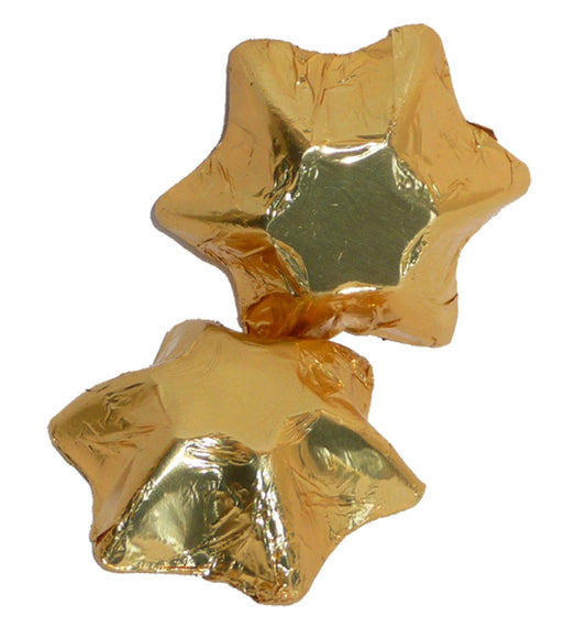 Chocolate Gems Individual Chocolate Gems - Chocolate Stars - Gold Foil (1kg bag / approx 138 pcs) TPFS2100 Chocolate Gems - Chocolate Stars - Gold Foil (1kg bag / approx 138 pcs)
