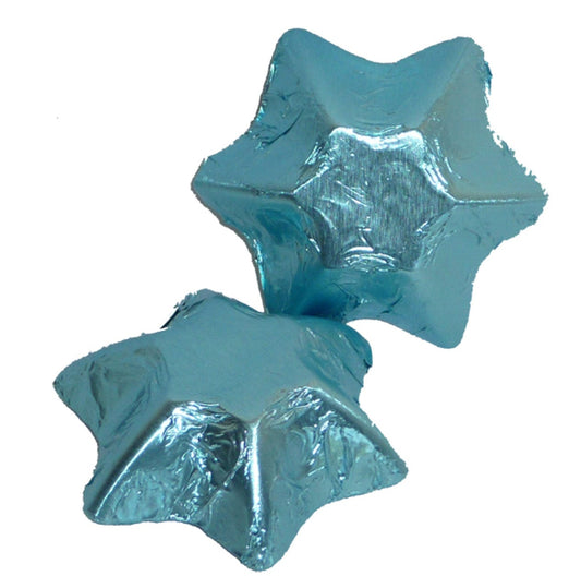 Chocolate Gems Individual Chocolate Gems - Chocolate Stars - Ice Blue Foil (1kg bag / approx 138 pcs) TPFS2105 Chocolate Gems - Chocolate Stars - Ice Blue Foil (1kg bag / approx 138 pcs)