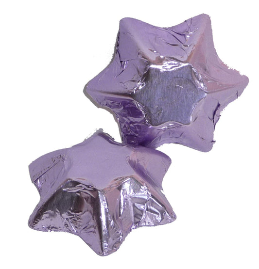 Chocolate Gems Individual Chocolate Gems - Chocolate Stars - Lilac Foil (1kg bag / approx 138 pcs) TPFS2108 Chocolate Gems - Chocolate Stars - Lilac Foil (1kg bag / approx 138 pcs)