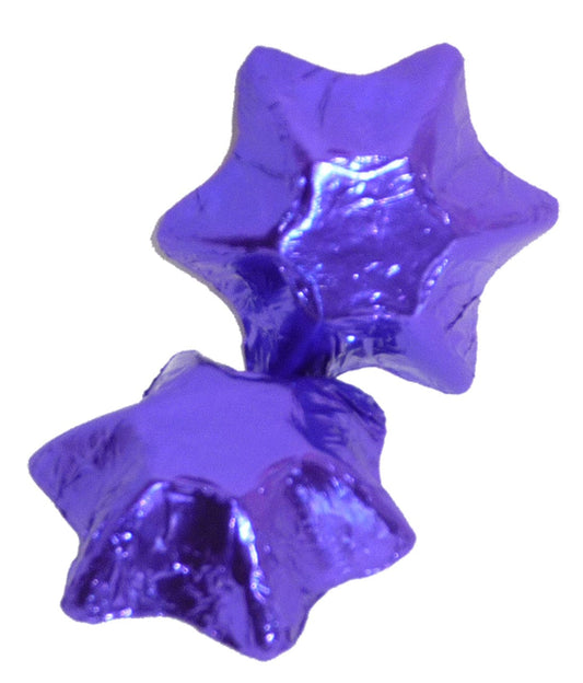 Chocolate Gems Individual Chocolate Gems - Chocolate Stars - Purple Foil (1kg bag / approx 138 pcs) TPFS2111 Chocolate Gems - Chocolate Stars - Purple Foil (1kg bag / approx 138 pcs)