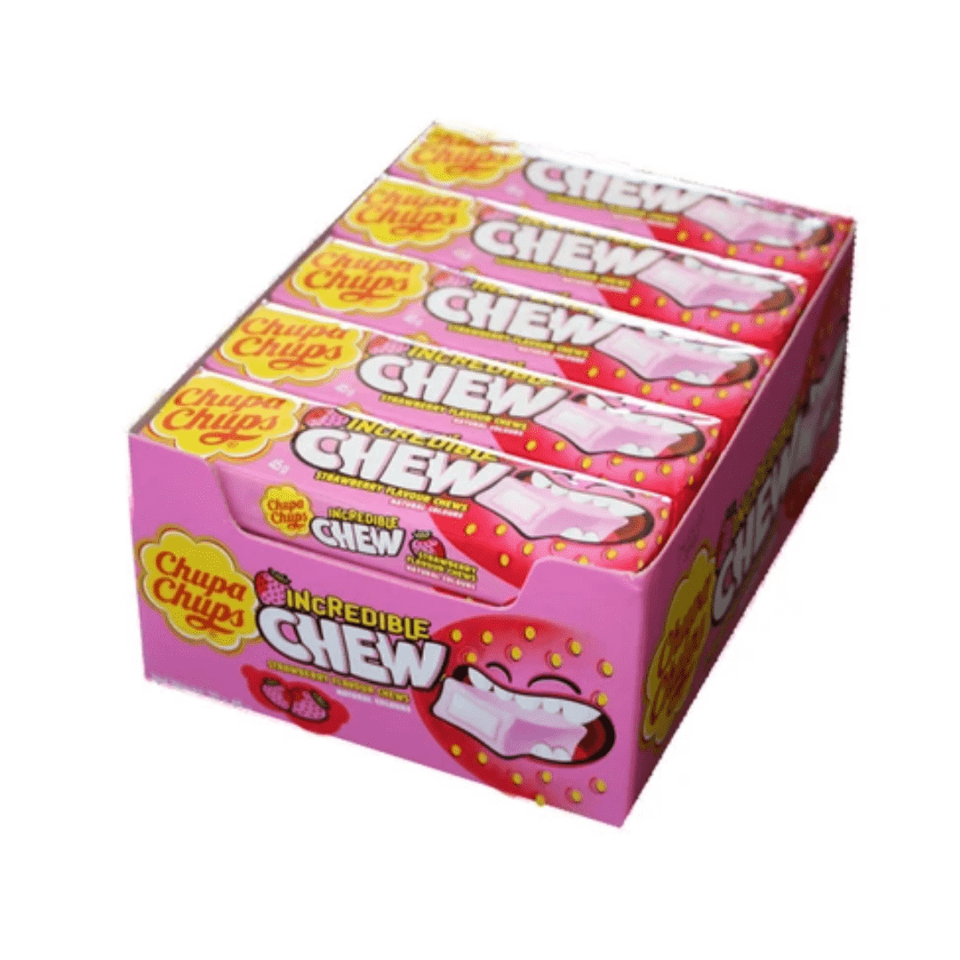 Chupa Chups Individual Chupa Chups Incredible Chew Strawberry (20 Pieces) 45g QMZMRFMVRNXE Chupa Chups Incredible Chew Strawberry (20 Pieces) 45g