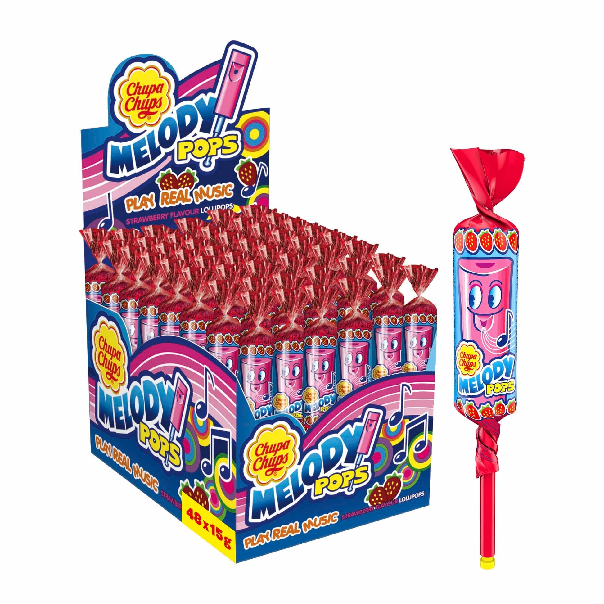 Chupa Chups Individual Chupa Chups Melody Pop Strawberry (48 Pack) JBMCHMP Chupa Chups Melody Pop Strawberry (48 Pack)