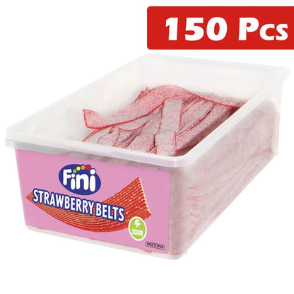 FINI Individual Fini Sour Stawberry Belts 150 Pieces BF602214 Fini Sour Stawberry Belts 150 Pieces