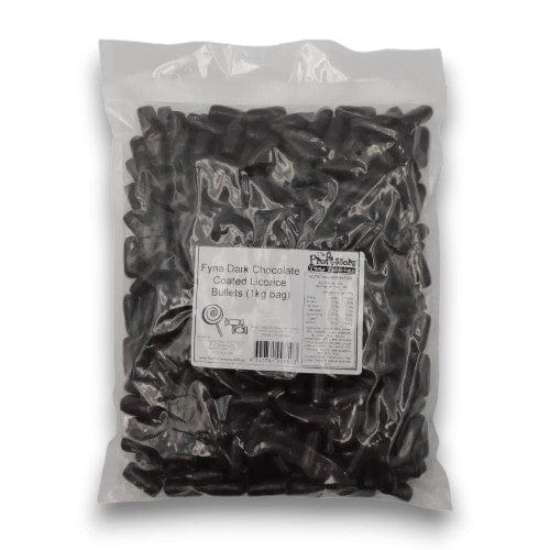 Fyna Individual Fyna Dark Chocolate Coated Licorice Bullets (1kg bag) 9340761008503 TPFS5971 Fyna Dark Chocolate Coated Licorice Bullets (1kg bag)