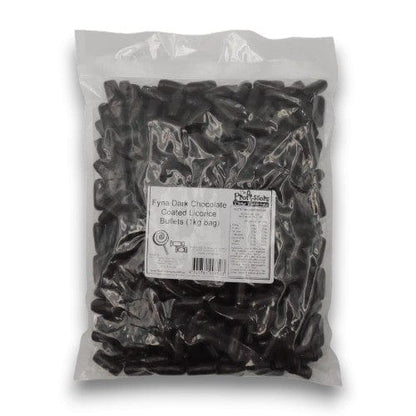 Fyna Individual Fyna Dark Chocolate Coated Licorice Bullets (1kg bag) 9340761008503 TPFS5971 Fyna Dark Chocolate Coated Licorice Bullets (1kg bag)