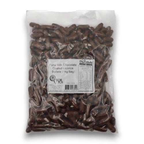 Fyna Individual Fyna Milk Chocolate Coated Licorice Bullets (1kg bag) 9340761008510 TPFS5968 Fyna Milk Chocolate Coated Licorice Bullets (1kg bag)