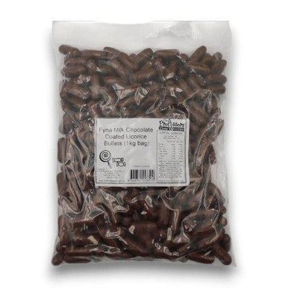Fyna Individual Fyna Milk Chocolate Coated Licorice Bullets (1kg bag) 9340761008510 TPFS5968 Fyna Milk Chocolate Coated Licorice Bullets (1kg bag)