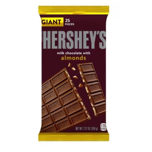 Hershey's Hershey's Milk Chocolate With Almonds Giant Bar 208g Hershey's Milk Chocolate With Almonds Giant Bar 208g