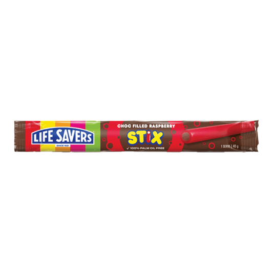 Lifesavers Lifesavers Stix Choc Raspberry 40g Lifesavers Stix Choc Raspberry 40g