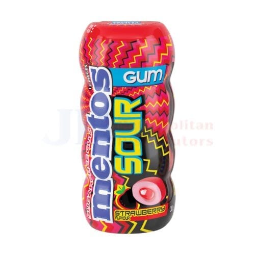 Mentos Mentos Sour Gum Strawberry Bottle 30g Mentos Sour Gum Strawberry Bottle 30g