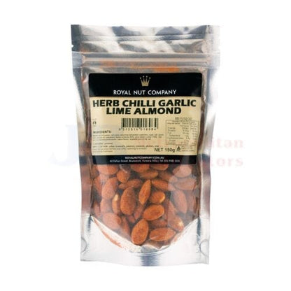 Royal Nut Company Individual Royal Nut Company Herb Chilli Garlic Lime Almonds 150g 9312016016984 JBMRNCCGL Royal Nut Company Herb Chilli Garlic Lime Almonds 150g