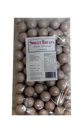 Sweet Treats Individual Sweet Treats Shimmer Gumballs Bulk - Silver (1kg bag) 9324808002600 TPFS6091 Sweet Treats Shimmer Gumballs Bulk - Silver (1kg bag)