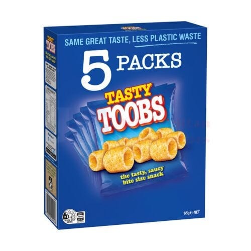 Tasty Toobs Individual Tasty Toobs 65g (5 Pack) 9310015255816 JBMT65 Tasty Toobs 65g (5 Pack)