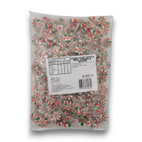 The Sweets Club Individual Starlight Mint Twists - Red, Green and White (1kg) 7896707325644 TPFS3875 Starlight Mint Twists - Red, Green and White (1kg)