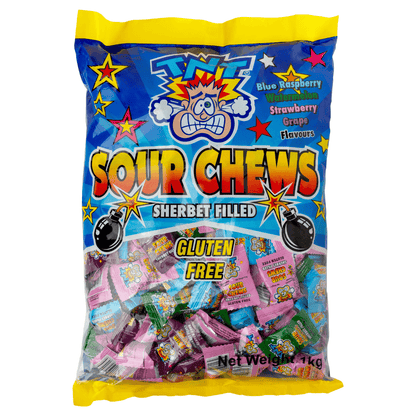 Tnt Individual TNT Sour Chews Sherbert Filled 1kg XLPUNRZYMTWX TNT Sour Chews Sherbert Filled 1kg