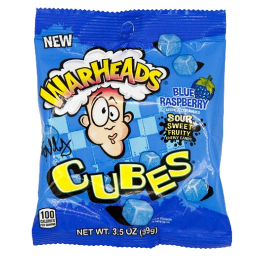 Warheads Warheads Blue Raspberry Cubes Peg Bag 99g Warheads Blue Raspberry Cubes Peg Bag 99g