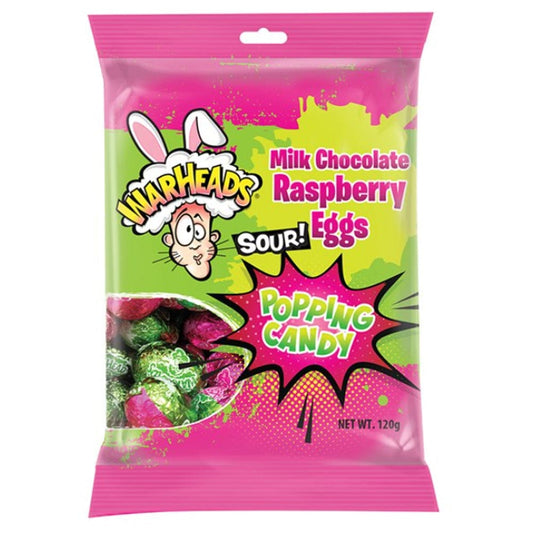 Warheads Warheads Milk Chocolate Raspberry Eggs Peg Bag 120g Warheads Milk Chocolate Raspberry Eggs Peg Bag 120g
